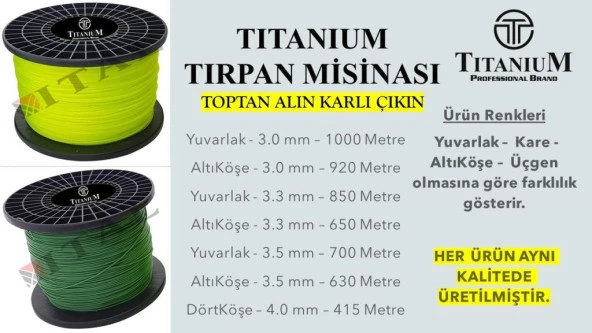 Titanium İtal Tırpan Misinası Yuvarlak 3.0 mm 1000 Metre