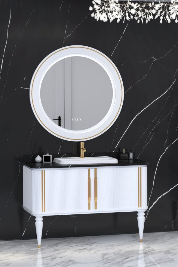 Laura 120 Cm Beyaz Lavabolu Banyo Dolabı - Beyaz (Boy Dolap Hariç) - 1