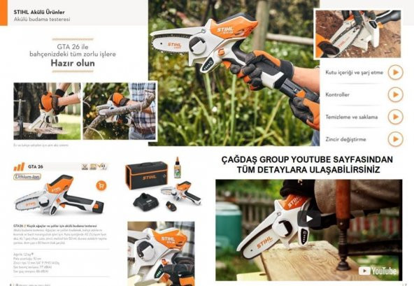 STİHL GTA 26 AKÜLÜ ŞARJLI BUDAMA TESTERESİ ÇİFT BATARYALI - 5