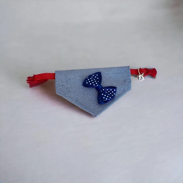 Dinner Date Navy Kedi Bandana, Fular, Kedi Kıyafeti Kedi Elbisesi, Kedi Tasması - 4