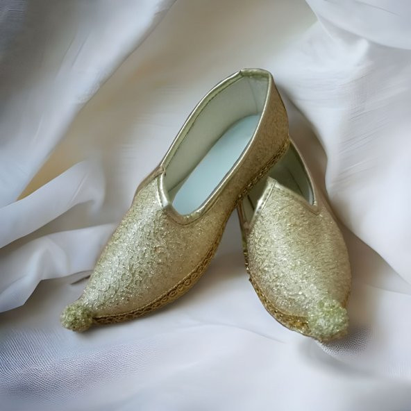 Kına Ayakkabısı Kına Çarık Yöresel Ayakkabı- Altın rengi
