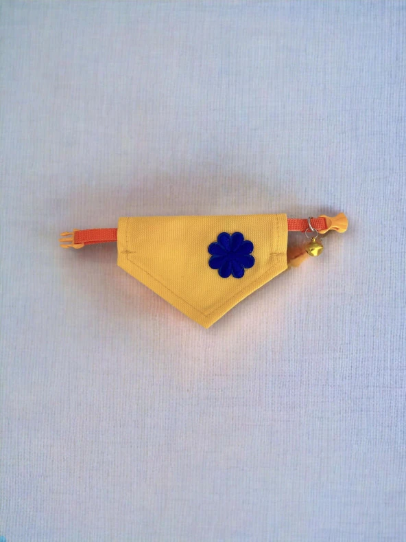 Yellow Blue Kedi Bandana, Fular, Kedi Kıyafeti Kedi Elbisesi, Kedi Tasması - 4