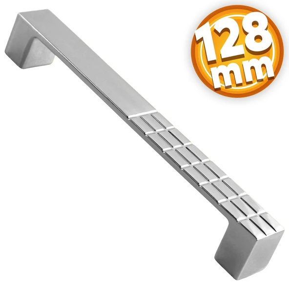 Bihter Desenli Mobilya Mutfak Dolabı Çekmece Dolap Kapak Kulpu Kulpları Kulbu Krom 128 Mm Metal Kulp