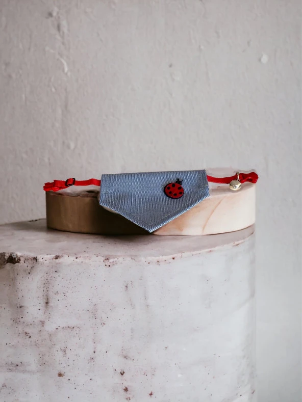 Uğur Böceği Kedi Bandana, Fular, Kedi Kıyafeti Kedi Elbisesi, Kedi Tasması - 4