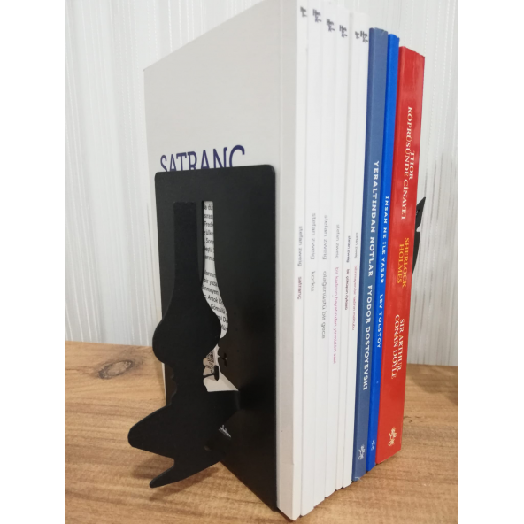 RİSİNGMABER Dekoratif Divit ve Gaz Lambası Desenli Metal Kitap Tutucu 2'li paket - 3