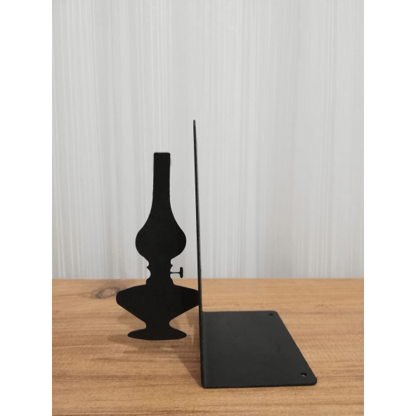 RİSİNGMABER Dekoratif Divit ve Gaz Lambası Desenli Metal Kitap Tutucu 2'li paket - 5