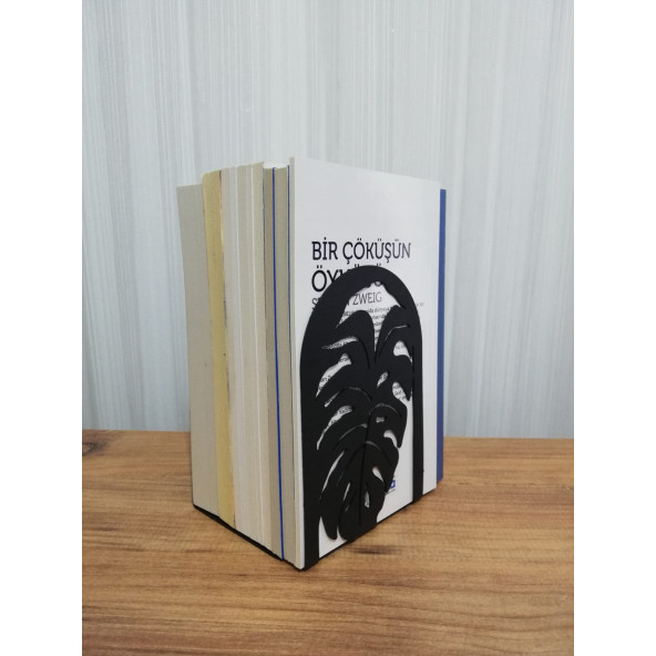 RİSİNGMABER Dekoratif Yaprak Desenli Metal Kitap Tutucu 2'li paket - 4
