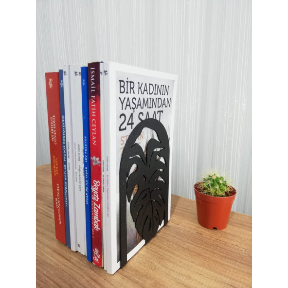 RİSİNGMABER Dekoratif Yaprak Desenli Metal Kitap Tutucu 2'li paket - 5