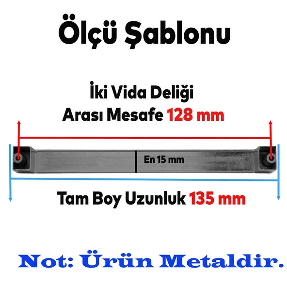 Bihter Düz Mobilya Mutfak Dolabı Çekmece Dolap Kulpu Kulbu Füme (128 MM-12.8 CM) Metal Kulpları - 2