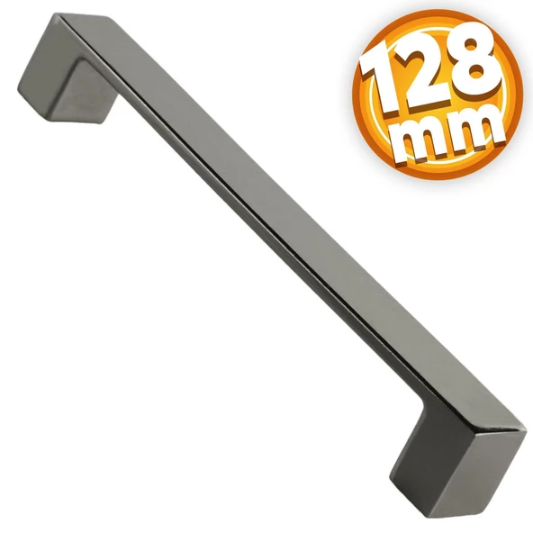 Bihter Düz Mobilya Mutfak Dolabı Çekmece Dolap Kulpu Kulbu Füme (128 MM-12.8 CM) Metal Kulpları