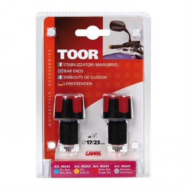 Lampa Toor Kırmızı/Siyah Motosiklet Gidon Topuzu 90424 - 2