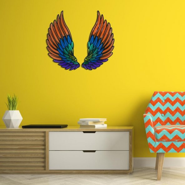 Veraart Epoksili Melek Kanadı Figürlü Duvar Dekorlu Gece Lambası 80x110 cm - 7