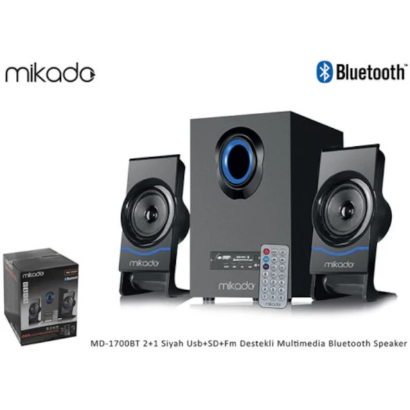 Mikado MD-1700BT 2+1 Sd Usb Ve Radyolu Siyah Bluetooth Ses Sistemi