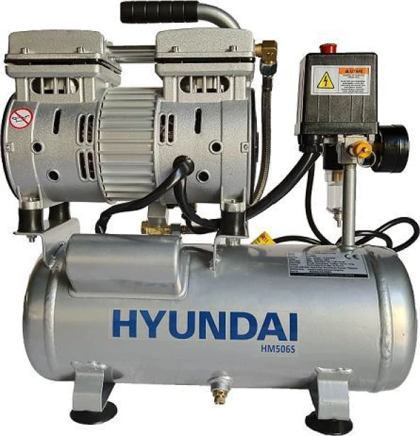 HYUNDAI HM506S 6 LİTRE SESSİZ VE YAĞSIZ HAVA KOMPRESÖRÜ ürün görseli 1
