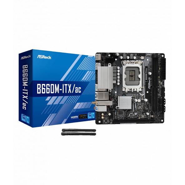 AsRock B660M-ITX/ac Intel B660 5000MHz (OC) DDR4 Soket 1700 PCIe 4.0 Gen4 m.2  Wi-Fi  BT USB 3.2 mATX Anakart