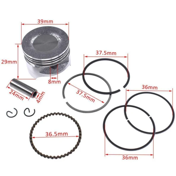 HONDA GX35 TIRPAN  PİSTON SEGMAN SETİ KOMPLE 39MM - Resim 2