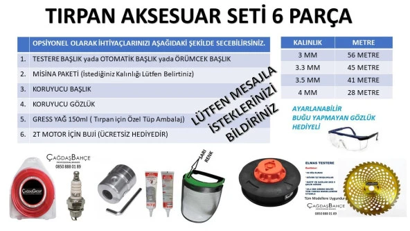 TIRPAN BAKIM VE ÇALIŞMA SETİ-BAŞLIK-MİSİNA-GÖZLÜK-GRESS-BUJİ ....