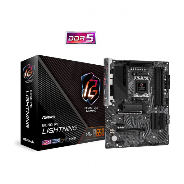 AsRock B650 PG Lightning - AMD B650 6400MHz(OC) DDR5 2.5G Gaming Lan Gen5 m.2 Soket AM5 ATX Anakart - 1