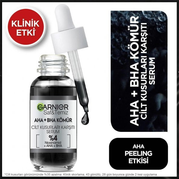 Garnier Aha Bha Cilt Kusurları Karşıtı Siyah Serum 4 [niasinamid Peeling Etkili Aha Bha] 30ml