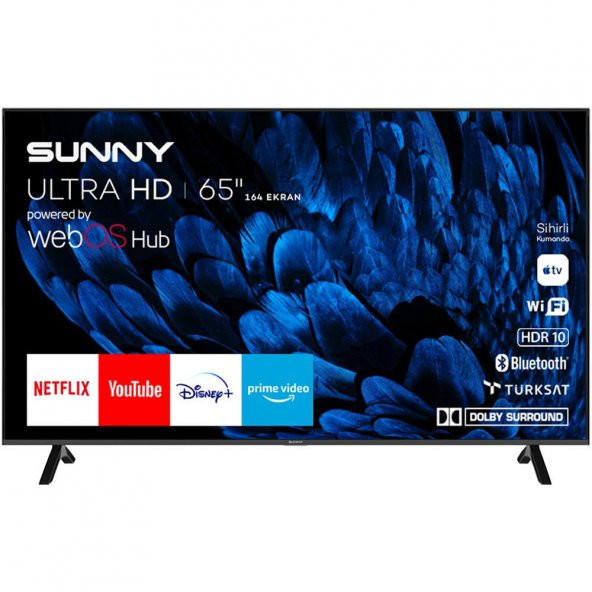 Sunny SN65FMN252 Frameless 65 164 Ekran 4K webOS 2.0 Smart Wifi Led TV