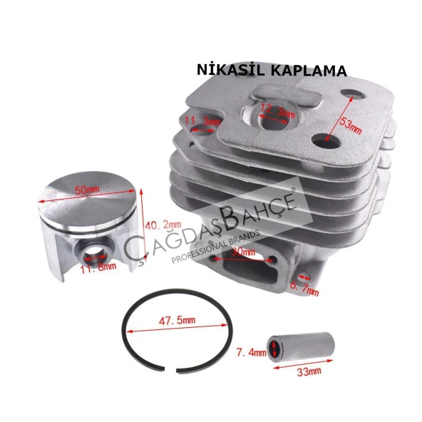 HUSQVARNA 268 TESTERE NİKASİL SİLİNDİR PİSTON SETİ 50 mm - Resim 4