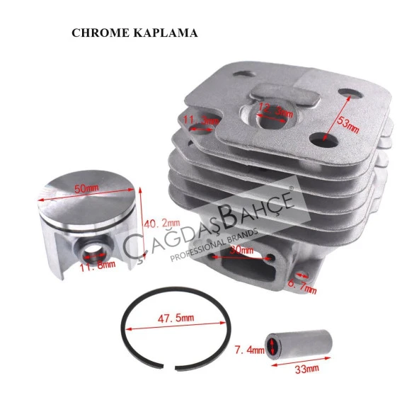 HUSQVARNA 268 TESTERE CHROME SİLİNDİR PİSTON SETİ 50 mm - Resim 4