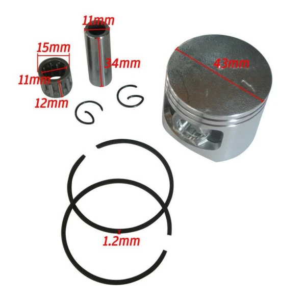 MOTORLU TESTERE PİSTON SEGMAN SETİ 43 MM 4500 TÜM MODELLER - Resim 3