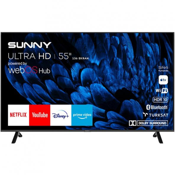 Sunny SN55FMN252 Frameless 55 139 Ekran 4K webOS 2.0 Smart Wifi Led TV
