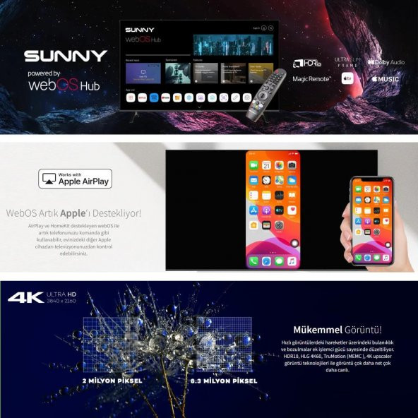 Sunny SN50FMN252 Frameless 50 126 Ekran 4K webOS 2.0 Smart Wifi Led TV - 4