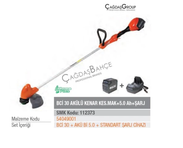 Oleomac BCİ30 Akülü Kenarkesme Tırpan 5.0AH Akü+ Şarj Aleti