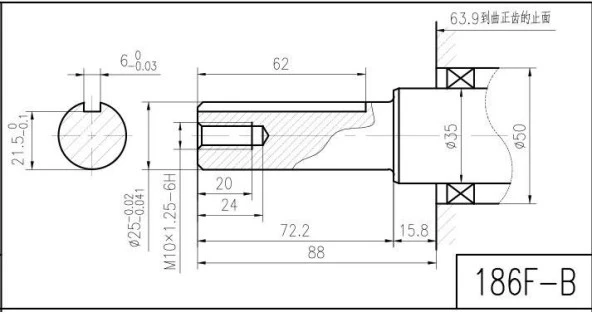GoldMoto GM186FAE-B Dizel Motor 10 Hp Marşlı Krank Mili Kamalı - Resim 5