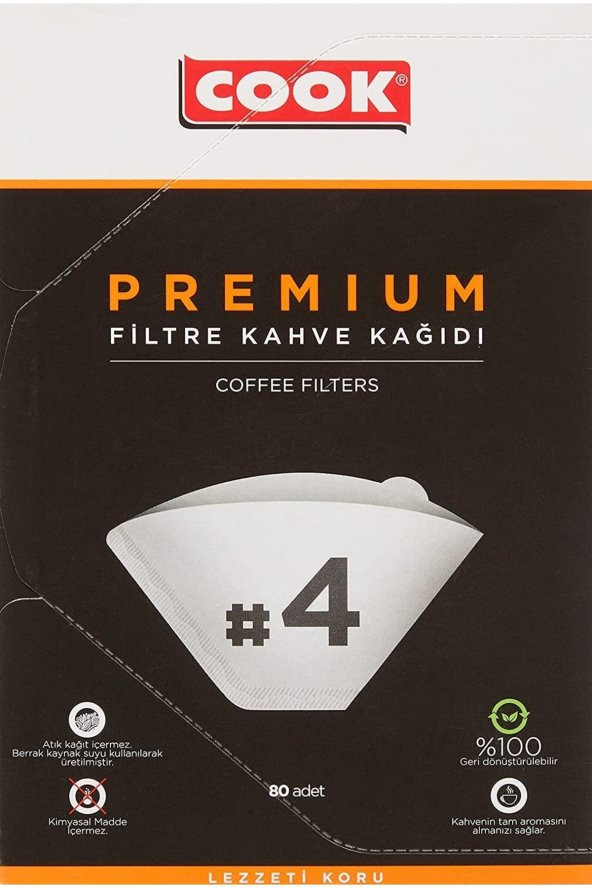 Cook Premium Filtre Kahve Kağıdı 4No 80li