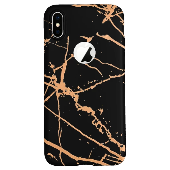 iPhone X/XS Fırça Desen Silikon Arka Kapak Siyah