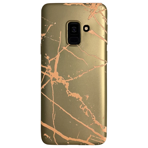 Samsung Galaxy A8 Plus (A730) Fırça Desen Silikon Arka Kapak Gold
