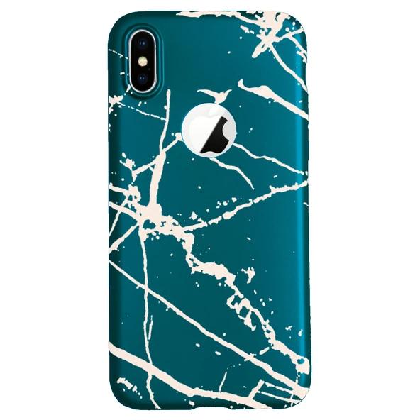 iPhone X/XS Fırça Desen Silikon Arka Kapak Mavi