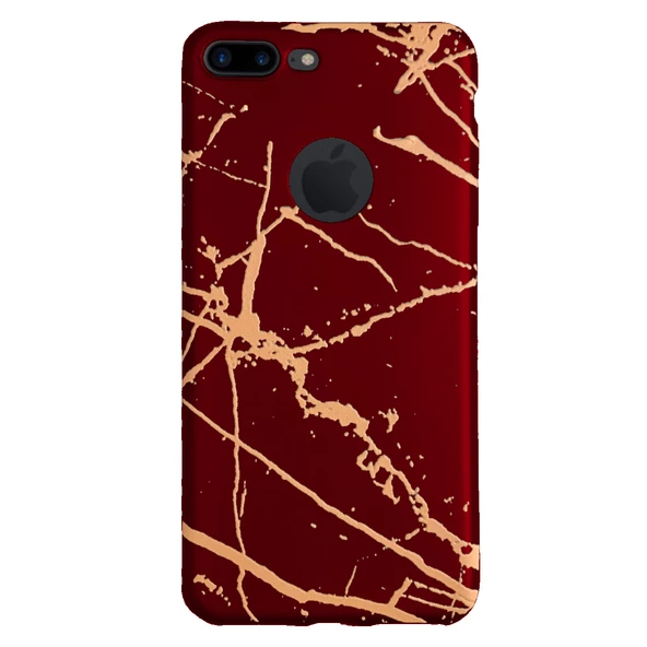 iPhone 7-8 Plus Fırça Desen Silikon Arka Kapak Kırmızı