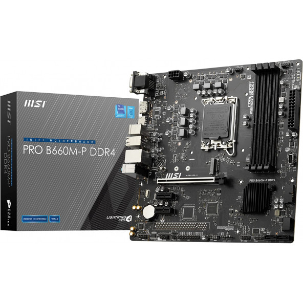 MSI PRO B660M-P DDR4 LGA 1700 SOKET 4600MHz(OC) PCIe Gen4 m.2 USB 3.2 mATX Anakart