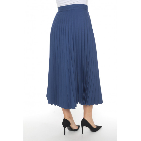 SORALLİNE KADIN PLİSOLEY ETEK 781 İNDİGO MAVİSİ - 3