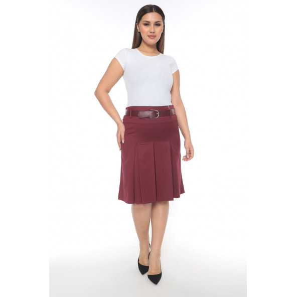 SORALLİNE KADIN ETEK 3 PİLE 724 BORDO