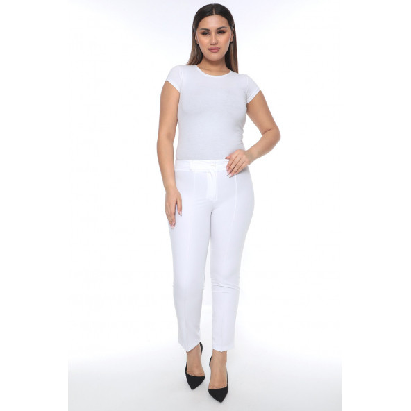 SORALLİNE BÜYÜK BEDEN KADIN PANTOLON YAZLIK 1700 BEYAZ