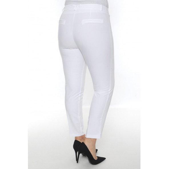 SORALLİNE BÜYÜK BEDEN KADIN PANTOLON YAZLIK 1700 BEYAZ - 3