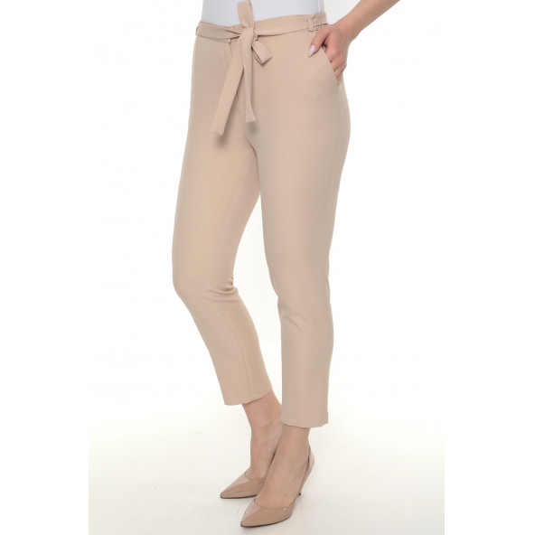 SORALLİNE KADIN BAHARLIK YARI BEL LASTİKLİ PANTOLON 1696 KREP KUMAŞ - 5