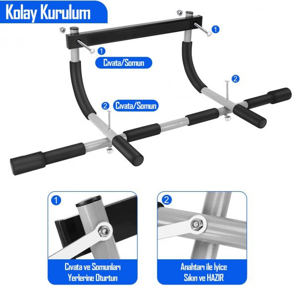 Kapı Barfiksi Çok Fonksiyonlu Mekik Şınav Barfix Aleti Demiri Çubuğu Chin Up Pull Up Demiri - 4