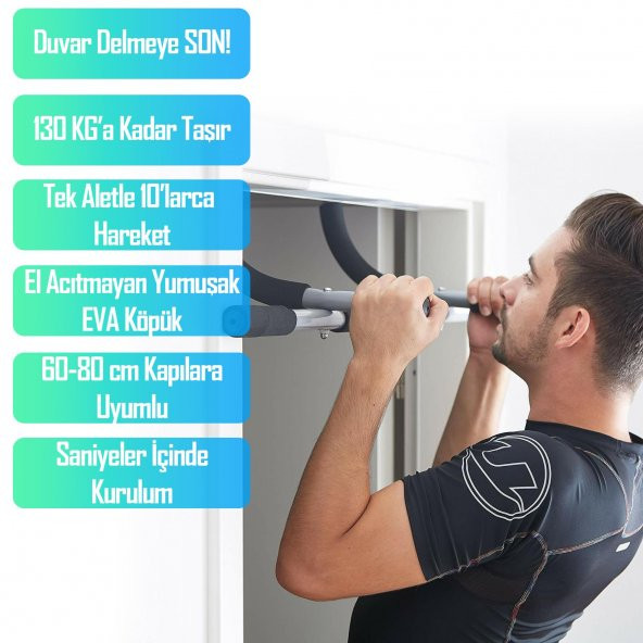 Kapı Barfiksi Çok Fonksiyonlu Mekik Şınav Barfix Aleti Demiri Çubuğu Chin Up Pull Up Demiri - 5