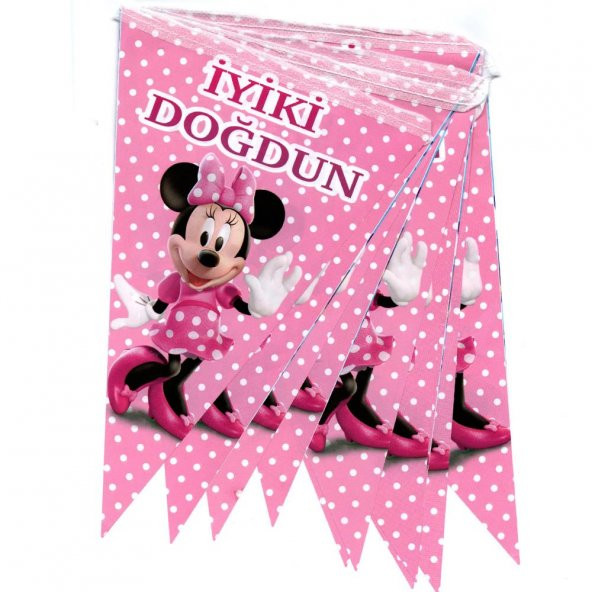 Minnie Mouse Temalı Üçgen Flama Bayrak Süs - 2