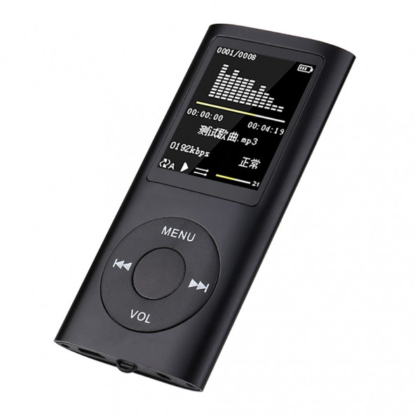 8 GB Dahili Hafızalı Mp3 Çalar Ses Kayıt Fm Radyo Sd Kart Girişli Mp4 Player 1.8 inç Renkli Ekran