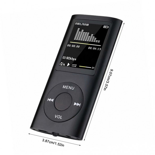 8 GB Dahili Hafızalı Mp3 Çalar Ses Kayıt Fm Radyo Sd Kart Girişli Mp4 Player 1.8 inç Renkli Ekran - 2