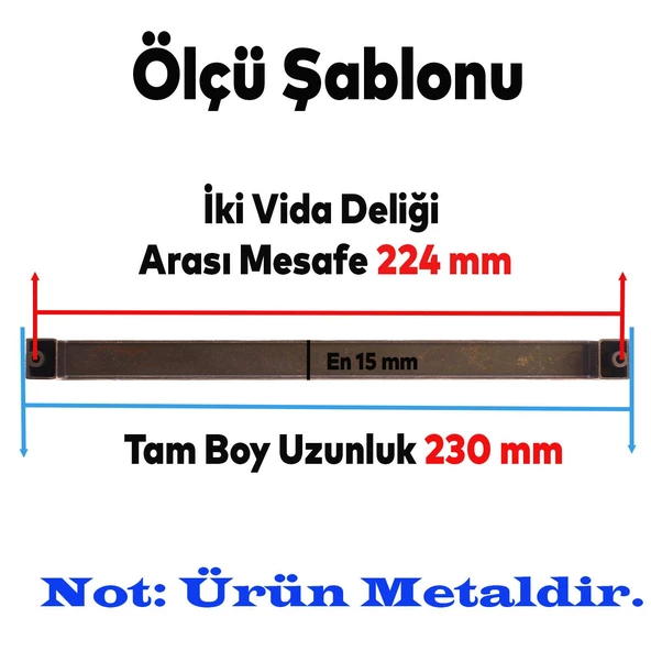 Bihter Mobilya Mutfak Dolabı Çekmece Dolap Kapak Kulpu Kulbu Metal Kulpları Siyah (224 MM-22.4 CM) - 2