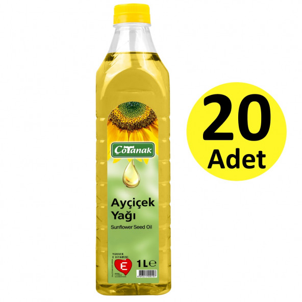 Çotanak Ayçiçek Yağı 1 Litre 20 Adet