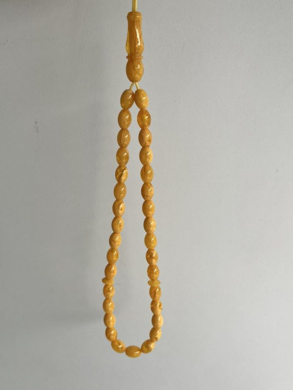 Oval Kesim Kokulu Toz Kehribar Tesbih 33lük 6mm A004 - 2